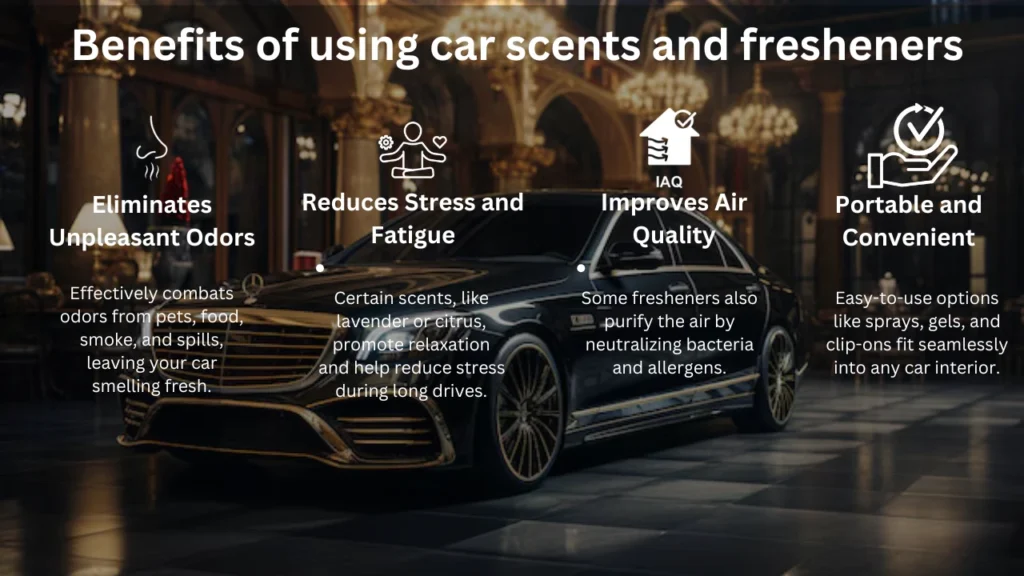 Car fresheners enhance drives, eliminate odors, and create a personalized ambiance