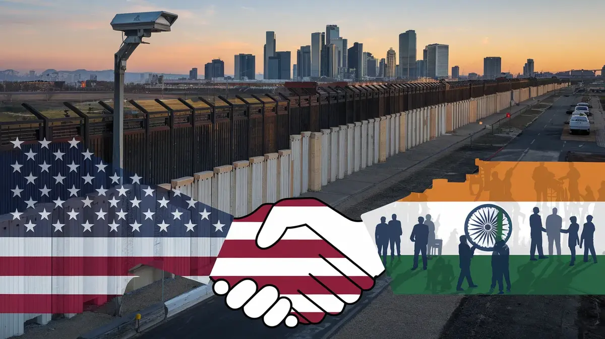 Donald Trump addressing immigration policies in 2025, discussing border control, merit-based visas, and economic impact on America
