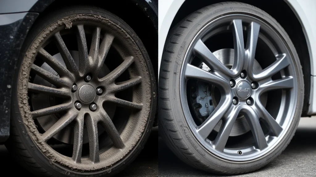 Brake dust is difficult to clean and can corrode wheels over time