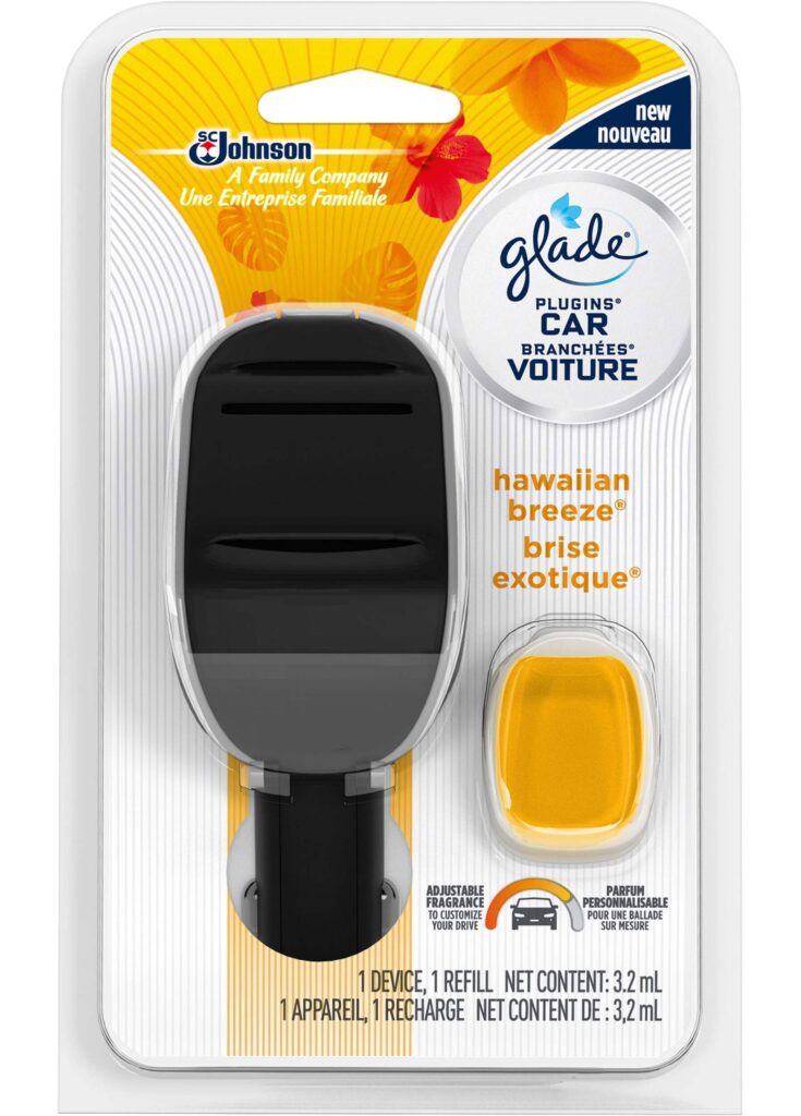 Glade PlugIns Car Freshener with adjustable intensity and a variety of scents