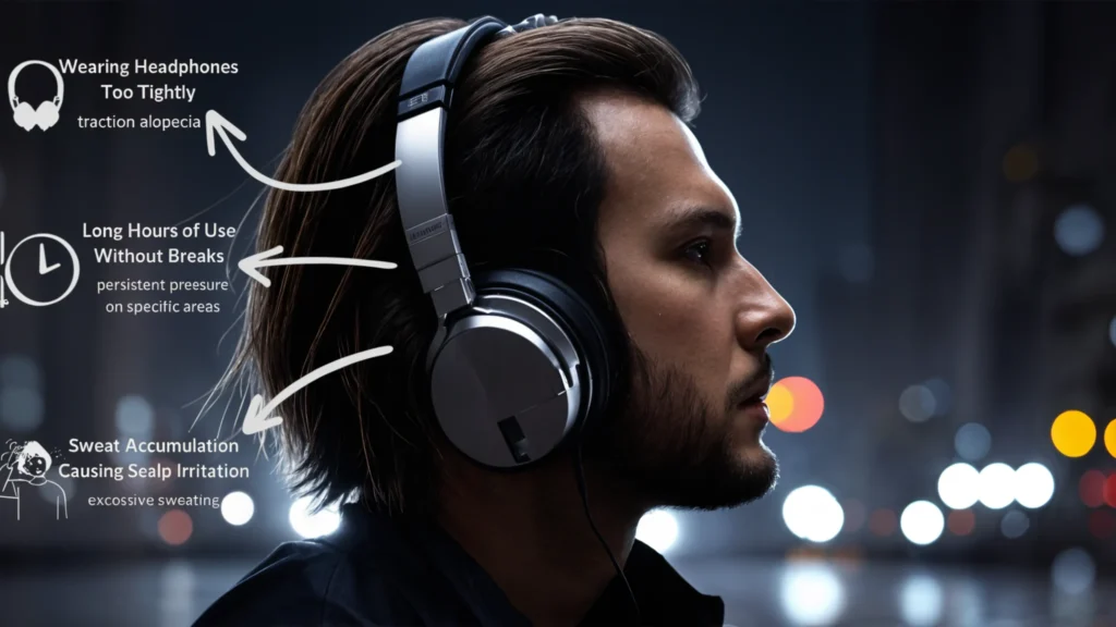 Tight headphones causing scalp pressure, thinning hair, and sweat buildup