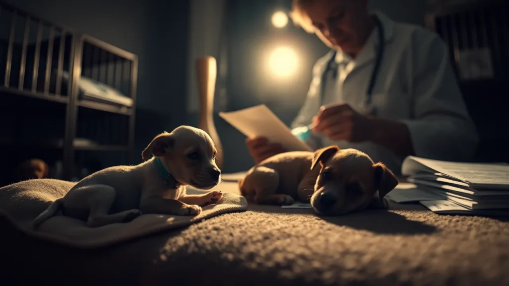 Teacup dog with health issues, high costs, and ethical concerns illustrated through veterinary care and vet bills