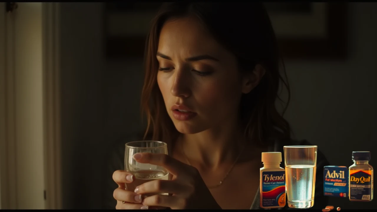 A person holding a Tylenol bottle, considering whether to take Tylenol on an empty stomach