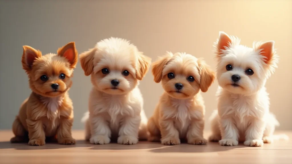 Collage of Teacup Yorkie, Poodle, Chihuahua, and Maltese showcasing their unique traits