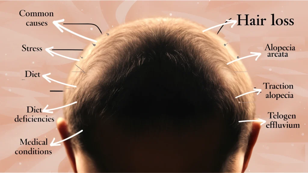 Illustration showing common causes and types of hair loss