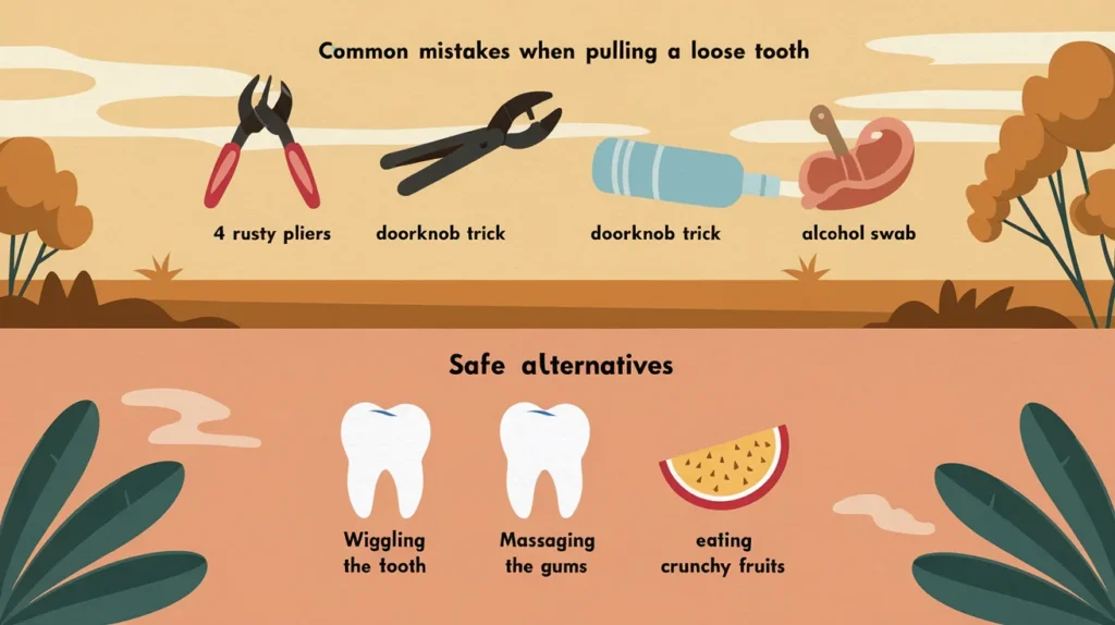 Safe and unsafe ways to loosen and pull a loose tooth