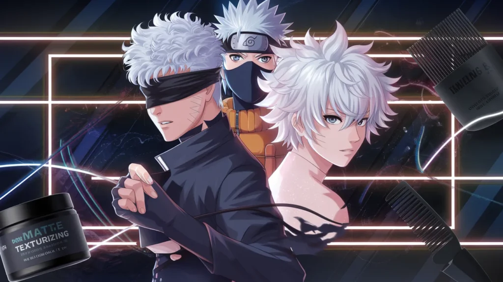 Cool anime hairstyles: Gojo, Kakashi, and Killua with signature looks