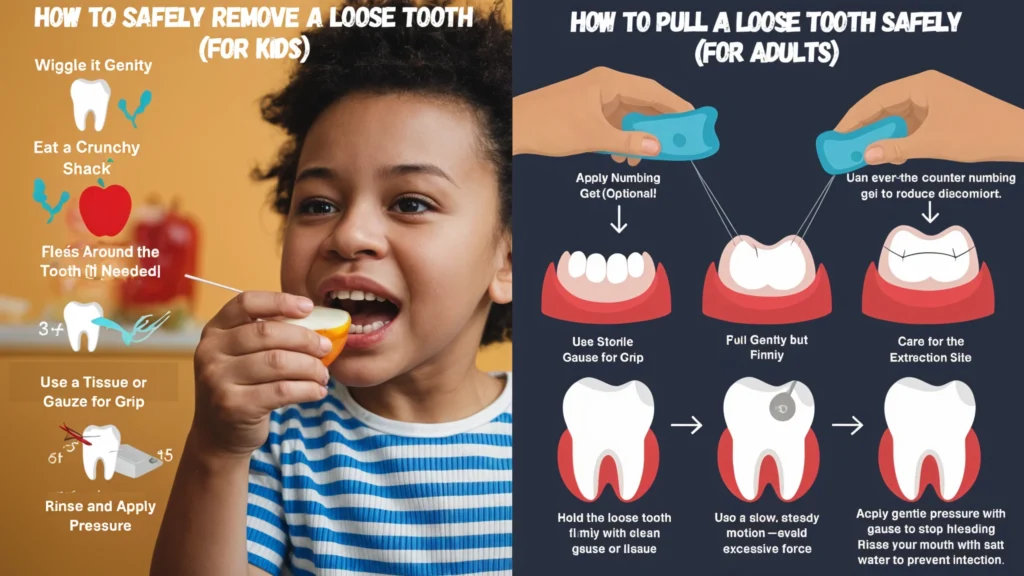 Step-by-step guide for safely pulling loose teeth in kids and adults
