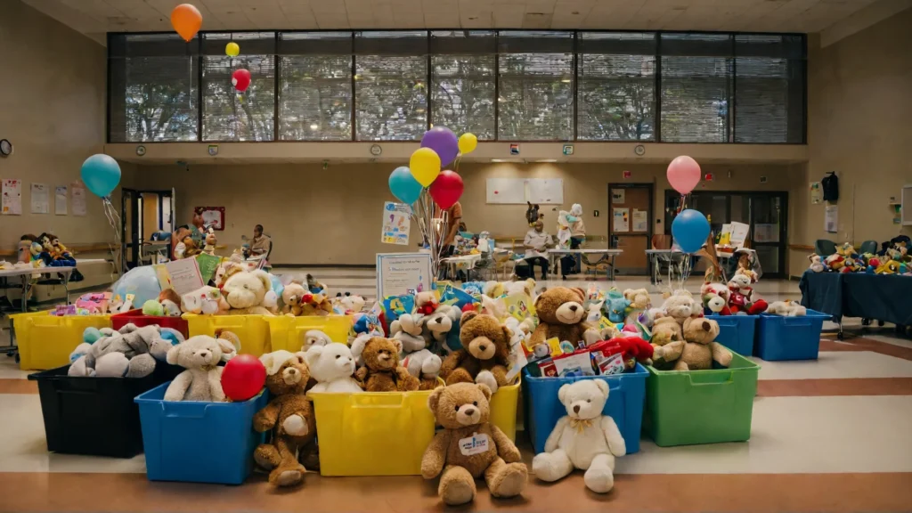 People donating toys to charities, hospitals, and foster care centers.