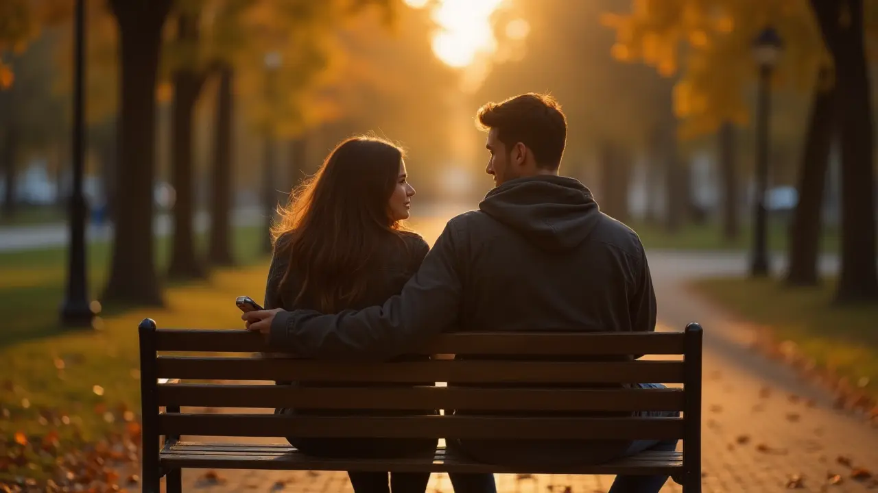 Distant couple on a park bench – signs you are no longer in love.