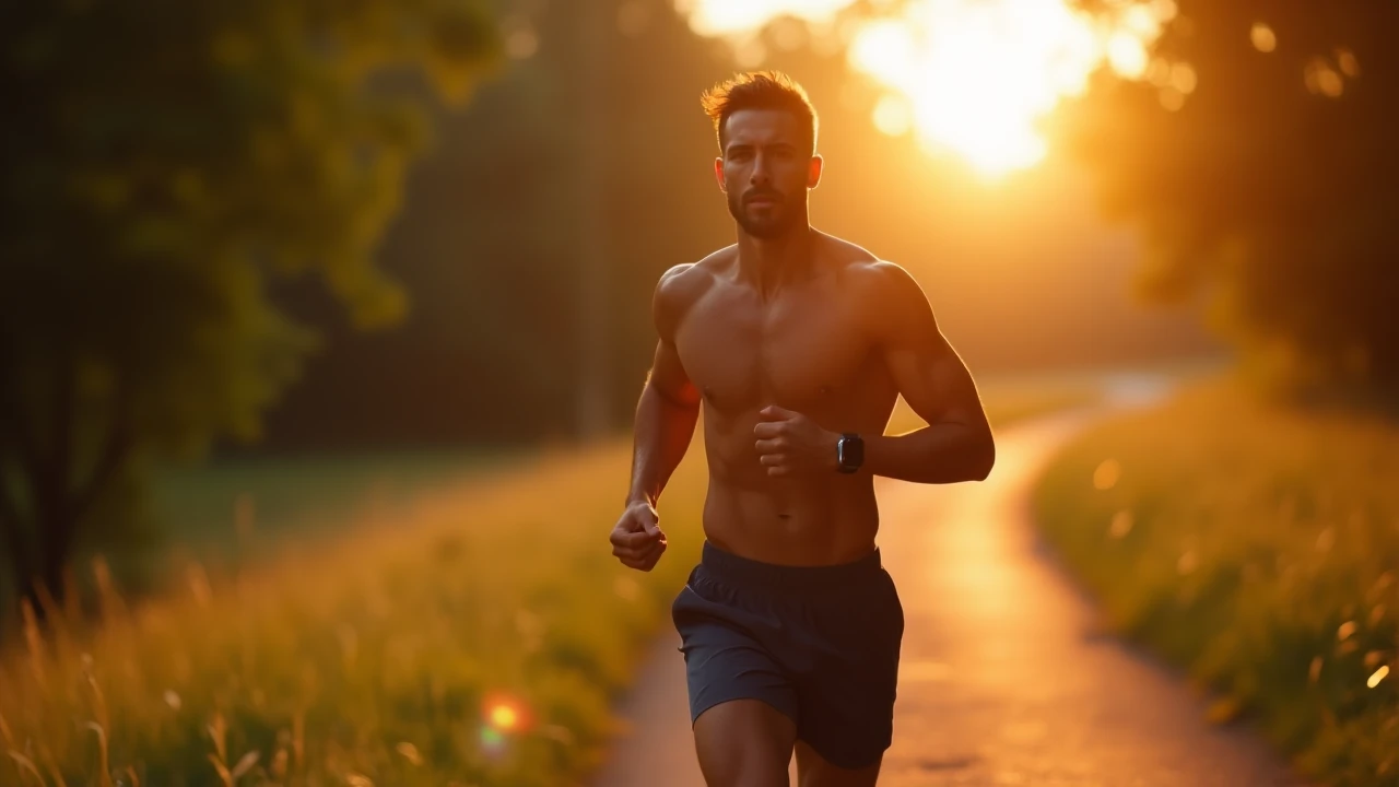 Person using walking hacks on a scenic trail with energy and confidence, symbolizing improved stamina and endurance.
