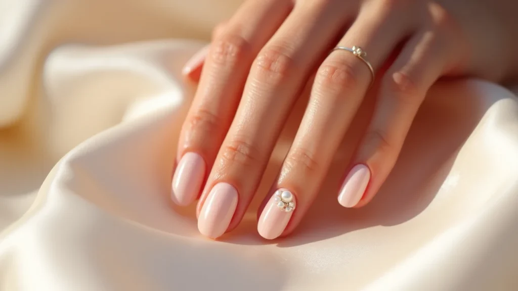 Short round and squoval nails in soft pastel tones
