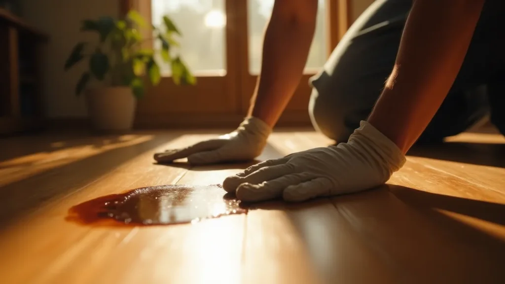 Using mineral spirits to remove old oil stains from wood floors