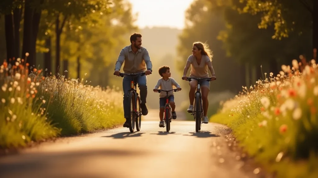 Family biking adventure to enjoy summer vacation.