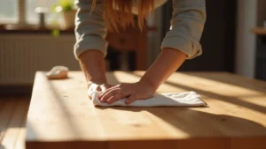 Step-by-step visual guide on how to remove old oil stains from wood surfaces safely