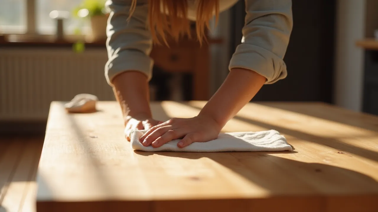 Step-by-step visual guide on how to remove old oil stains from wood surfaces safely