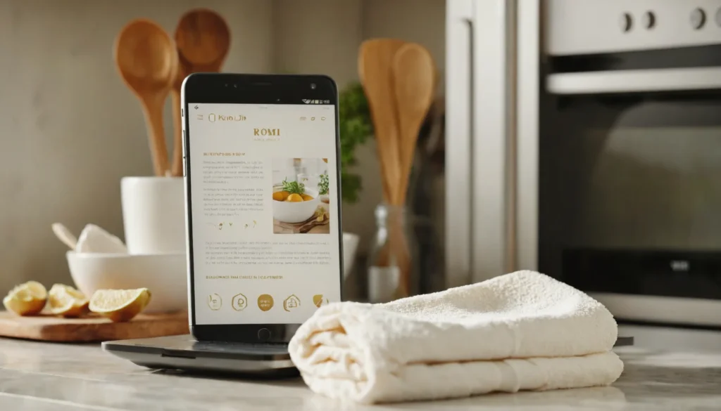 Phone scans old recipe card in cozy kitchen